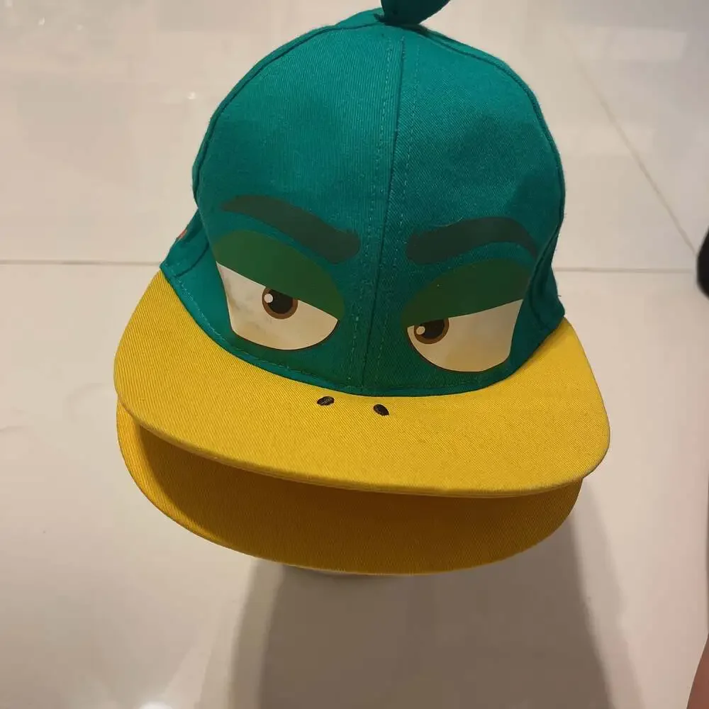Donald Duck Themed Baseball Hat - Green and Yellow with Character Eyes